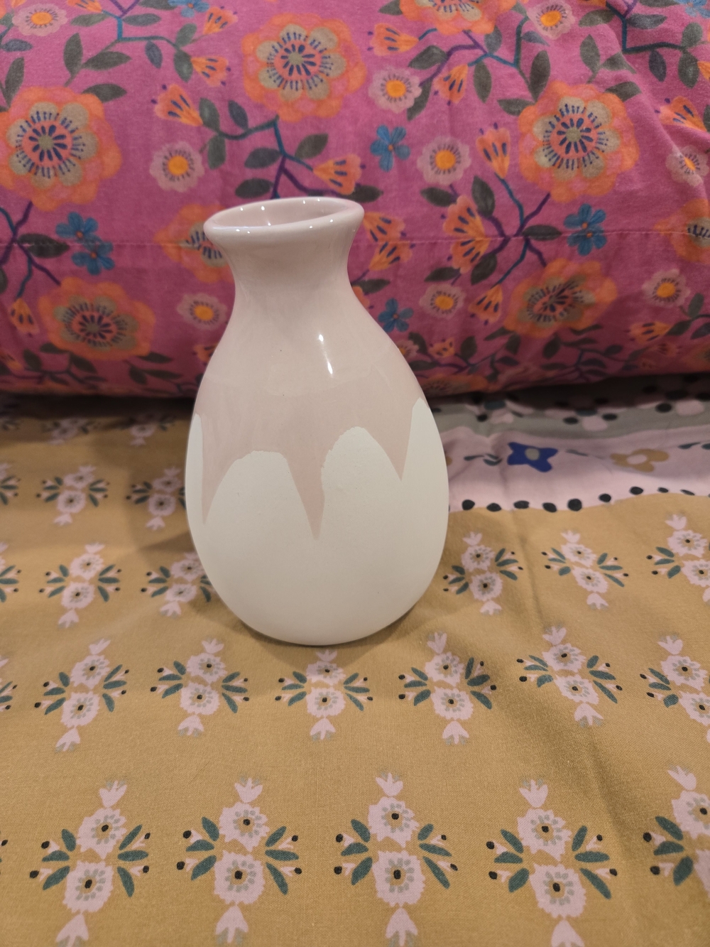 Isaac Mizrahi Pink and White Ceramic Bud Vase